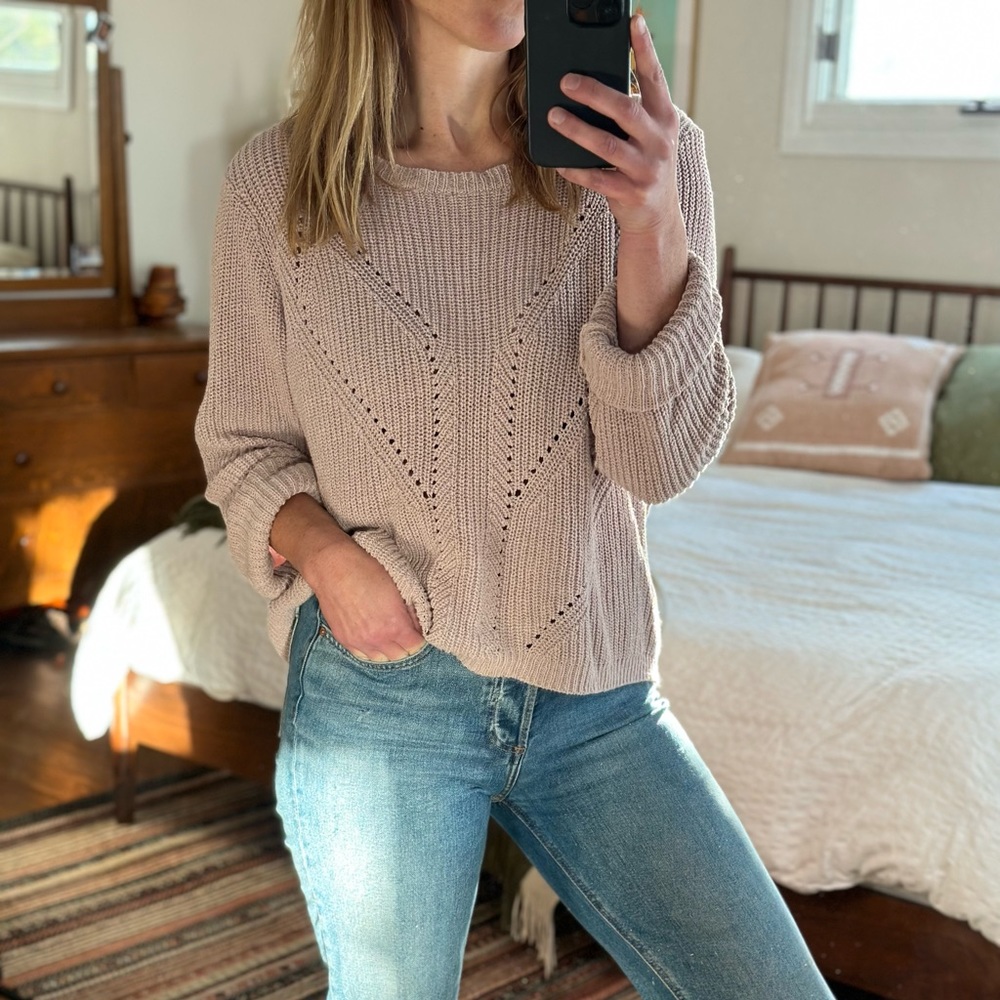 Crochet blush pink sweater